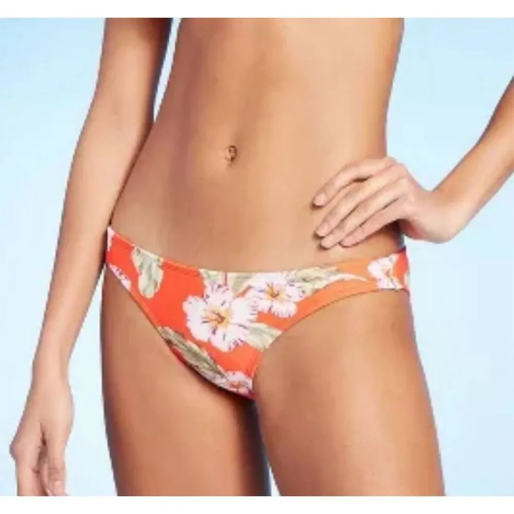 NWT Womens Xhilaration Hipster Tropical Floral Print Bikini Bottom in White  XL